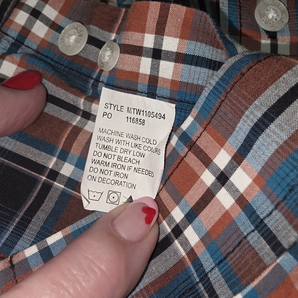 Cinch Men's Plaid Button Down Shirt Size M Blue Brown Western 100% Cotton Rodeo - Picture 7 of 8